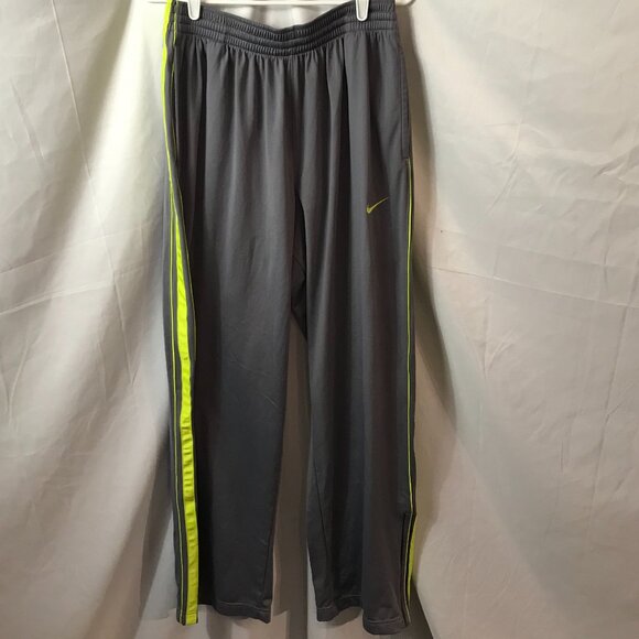 Nike Two Tone Gray Lime Neon Green Athletic Sport Cut Jogger Sweatpants - Picture 1 of 5